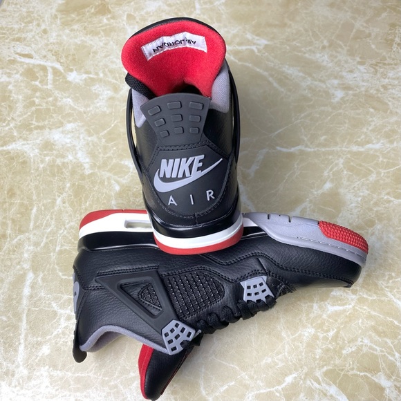 Jordan 4 Retro Bred Reimagined -Men's Black/ Gray Sneakers Shoes - Picture 9 of 10